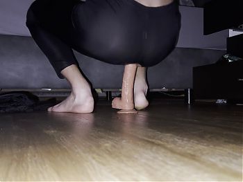 Fucking with my dildo 17cm in ex-girlfriend Leggings(spandex)