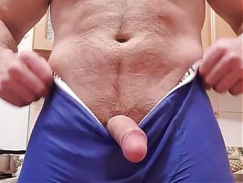 Real hairy man jerking off his huge dick.