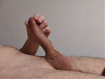 Masturbating my 19cm - 7.5" uncut cock