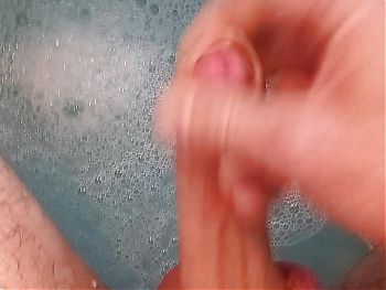Cumshot in bathtub
