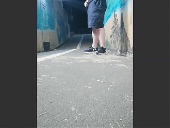 Jerking off in tunnel 