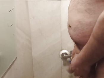 Muscular Turkish Daddy Cums in the Office Bathroom